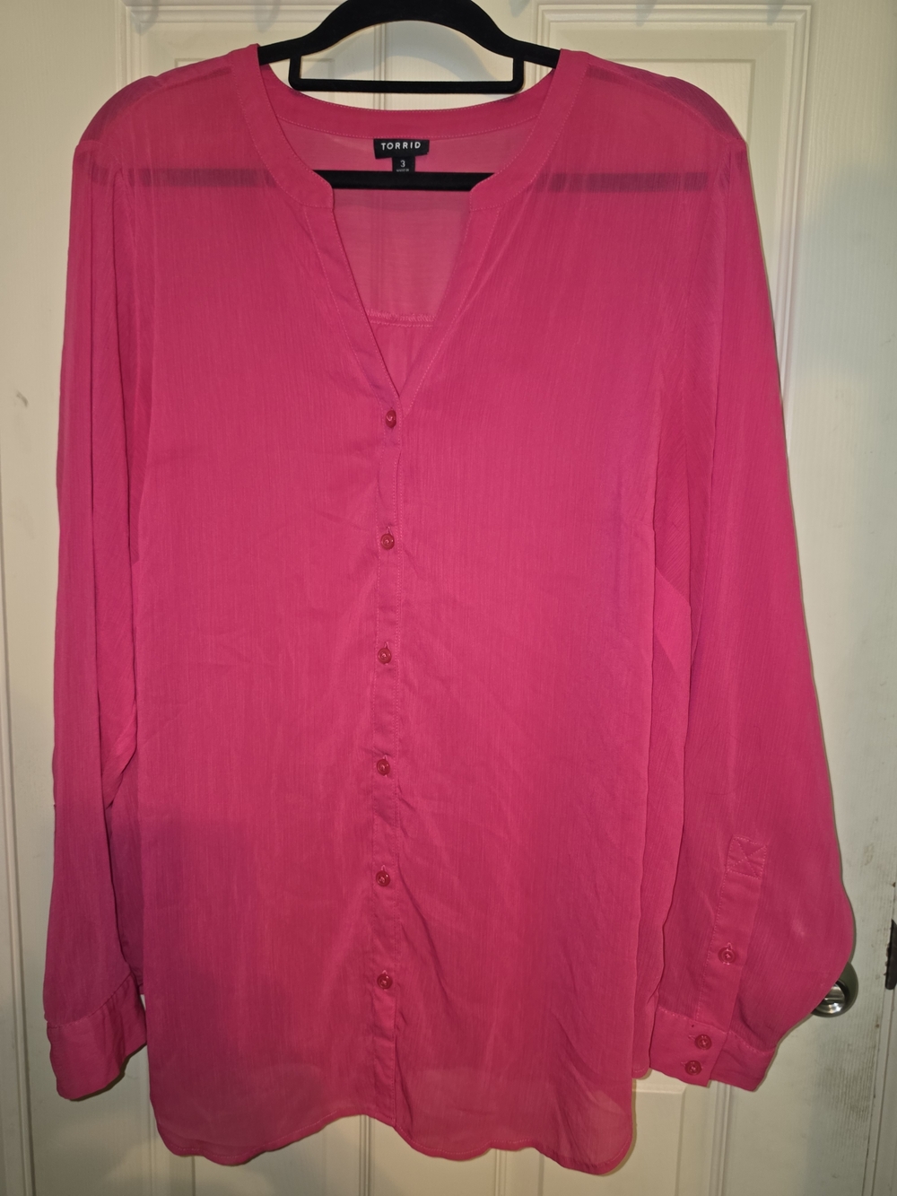 torrid Sheer Hot Pink Button-Front Blouse